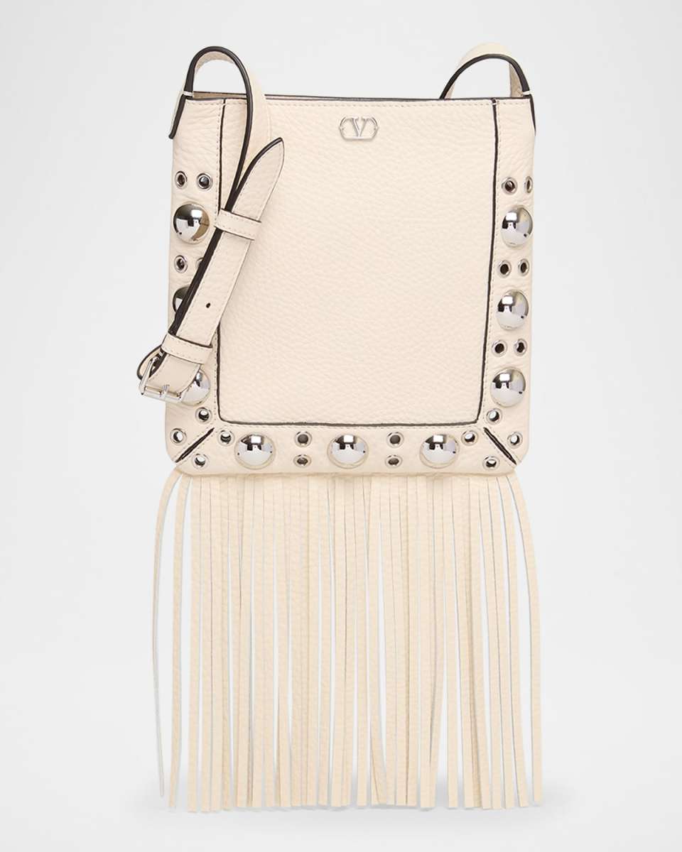 Nellcote Small Fringe Studded Leather Crossbody Bag